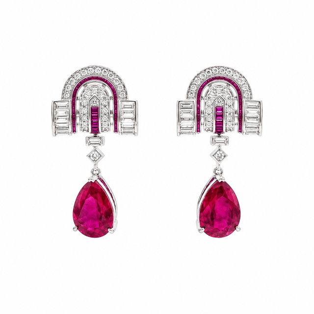 Art Deco Style Sapphire Drop Earrings