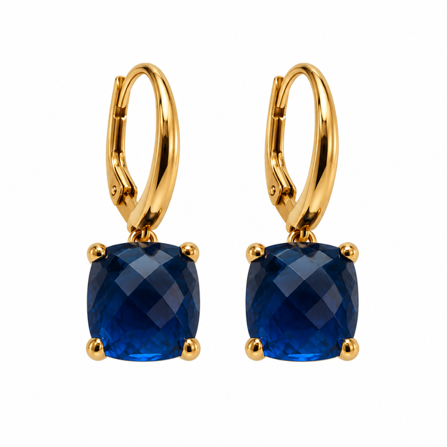 Blue stone earring with a hook