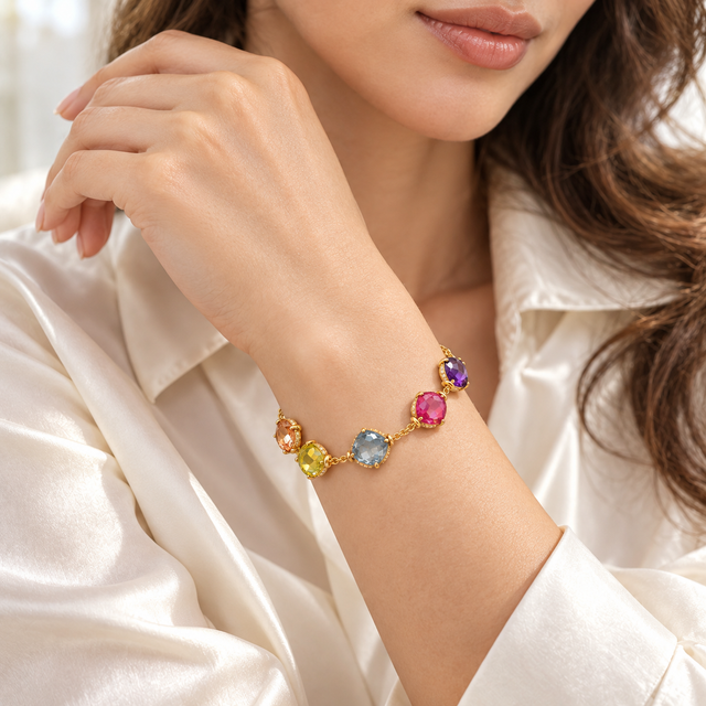 Multicolor Square Zirconia Bracelet