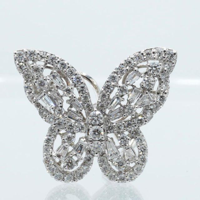 18K White Gold Diamond Butterfly Earrings