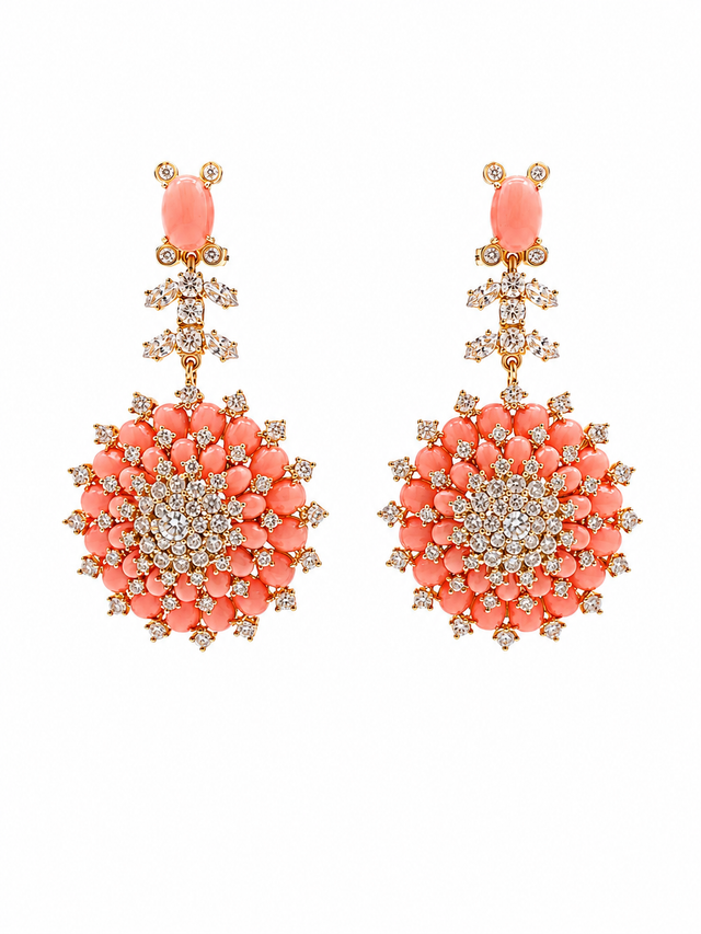 Coral Crystal Earring