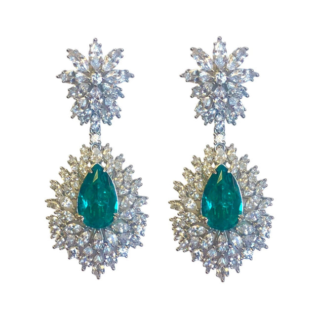 Emerald ice cut green CZ earrings