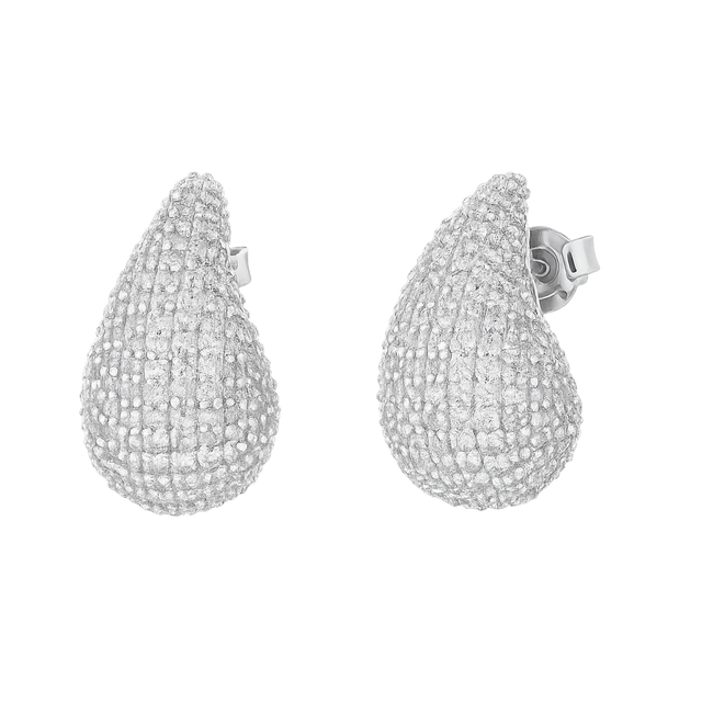 925 Sterling Silver Teardrop Earrings with Zircons