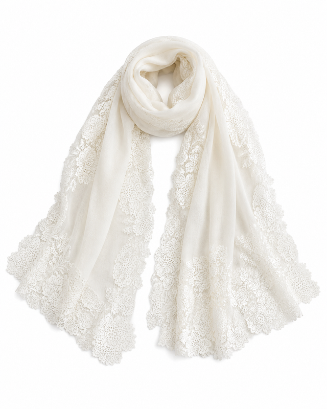 The Ivory Blossom Cashmere Scarf