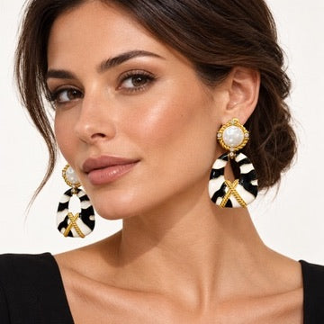 Vintage Zebra Clip Earrings