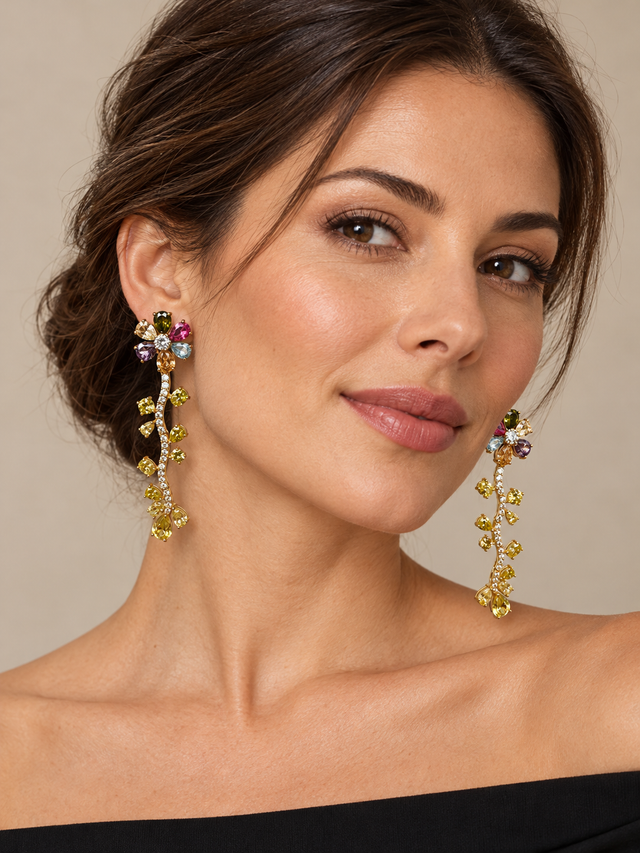 Multicolor flower earrings