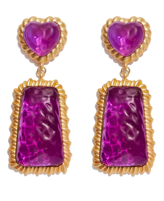 Statement Pia Clip-on Earrings in Purple