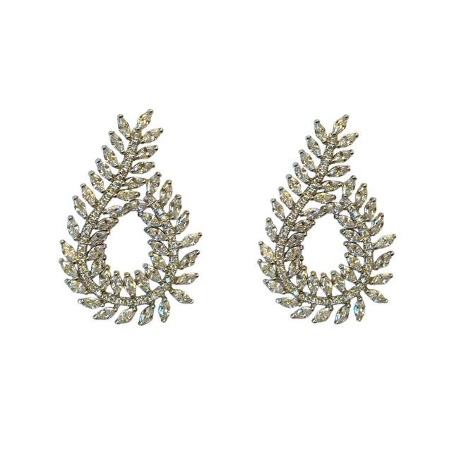 Marquise Cut Spiral Fancy Studs in White