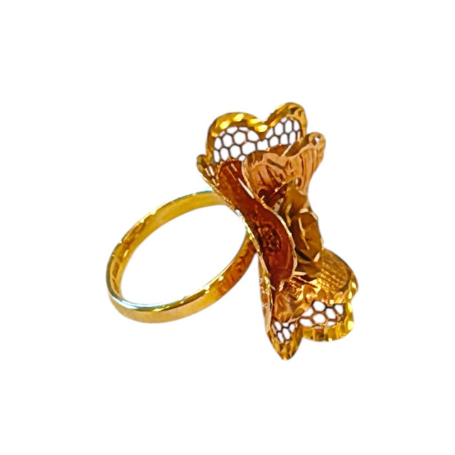 18k gold perforated flower ring