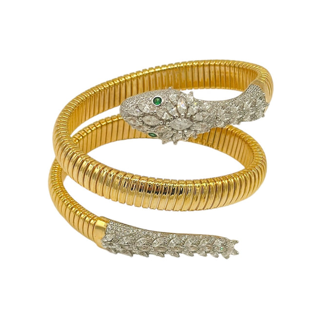 Triple coil gold snake bracelet