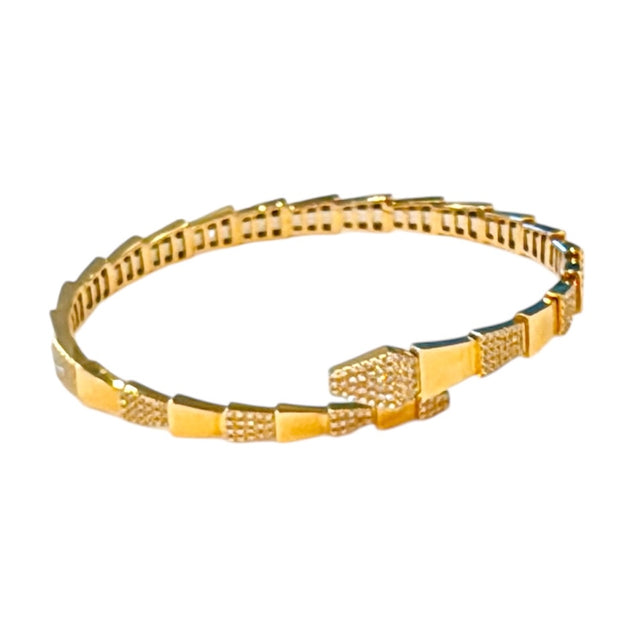 14k gold diamond snake bracelet