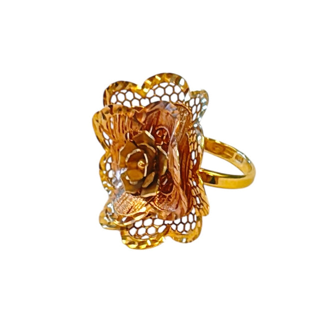 18k gold perforated flower ring