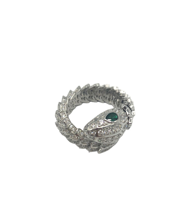 Snake CZ ring (size 6) Silver color