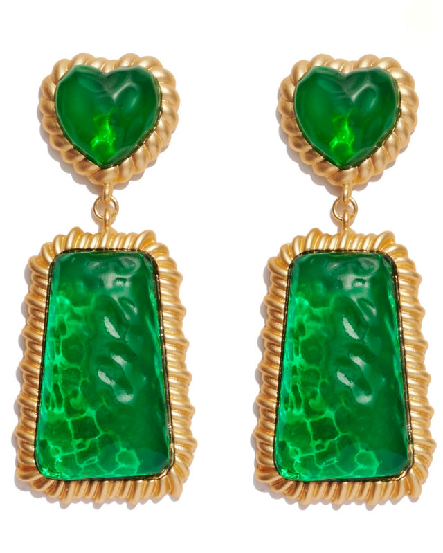 Statement Pia Clip-on Earrings in Green