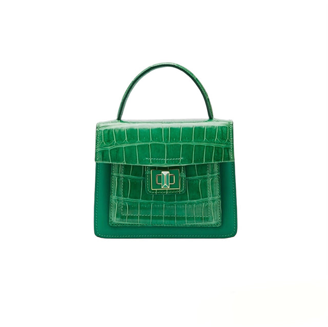 Divina Top Handle Croco handbag in Green
