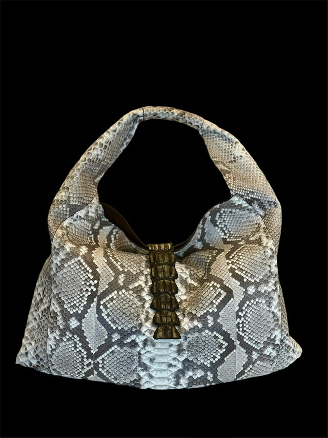 Savana Python tote with croco detail flap