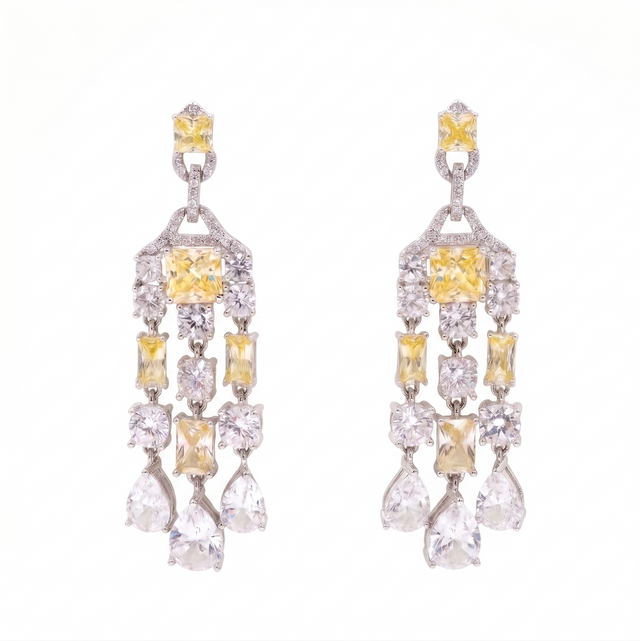 Yellow and Silver Earrings