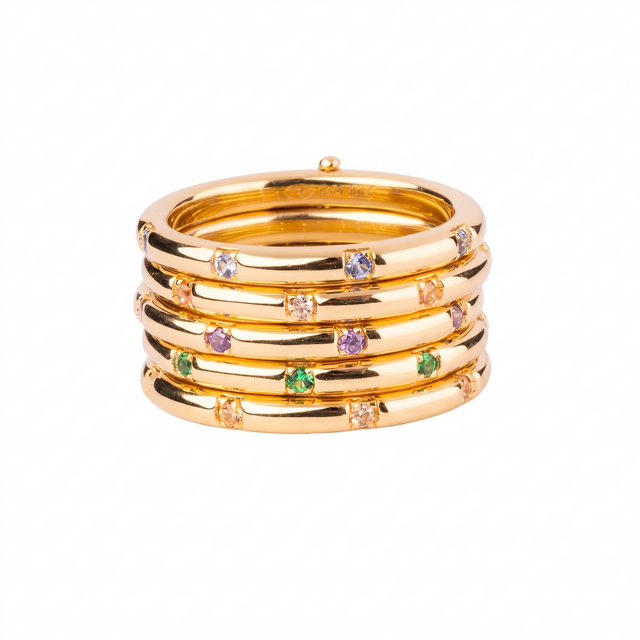 Multi-Band Ring with Multicolor Zirconia