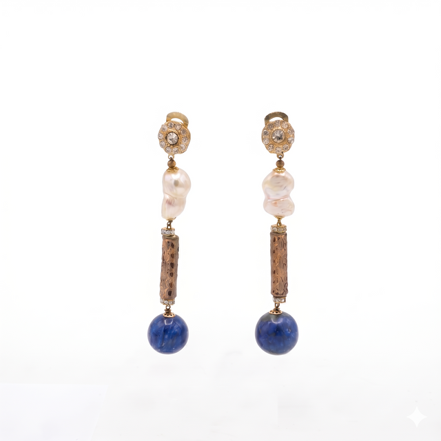 Blue Pearl Drop Earrings