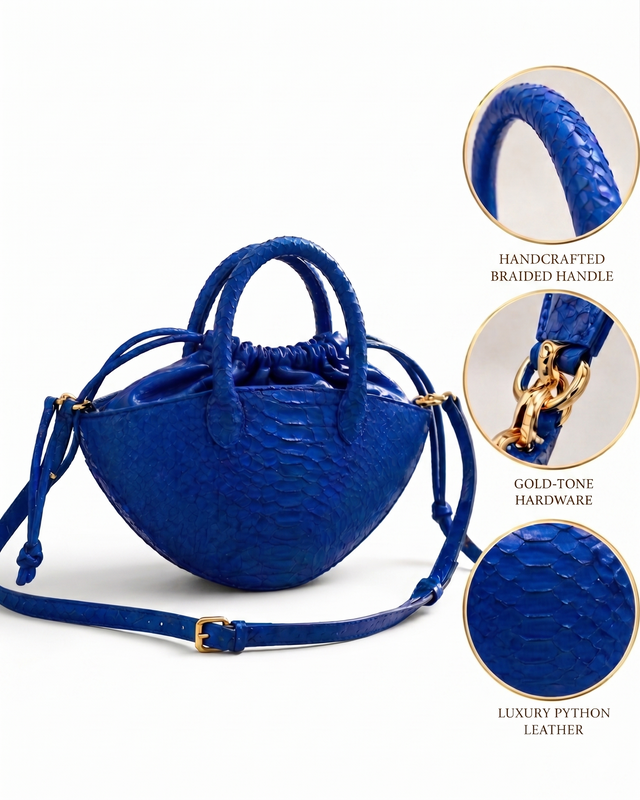 Python Traditional Royal Blue Handbag with adjustable strap