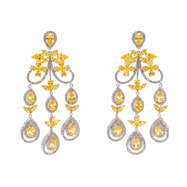 Yellow Chandelier Earrings