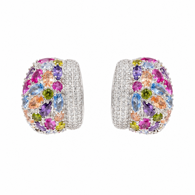 Multicolored Clip Earrings