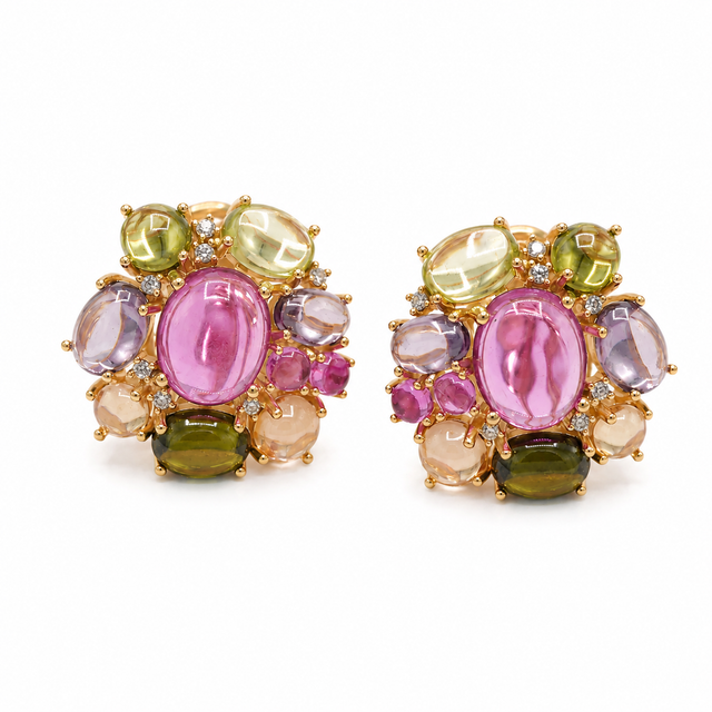 Multicolored flower earring