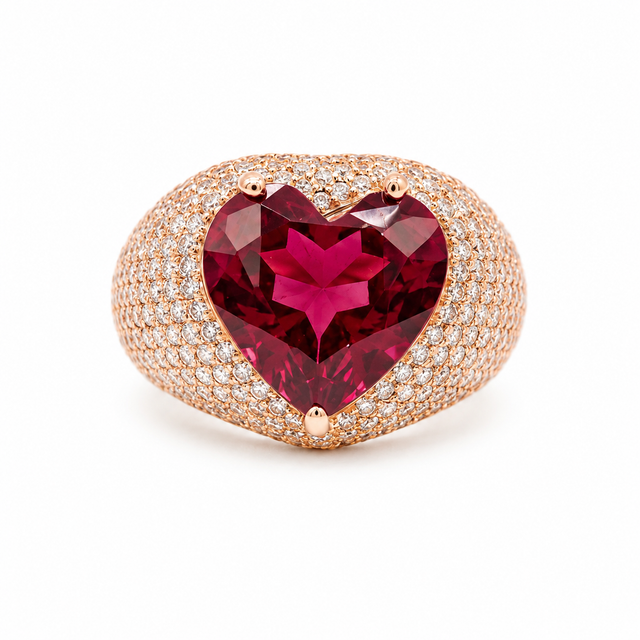 Ruby Heart Pavé Ring