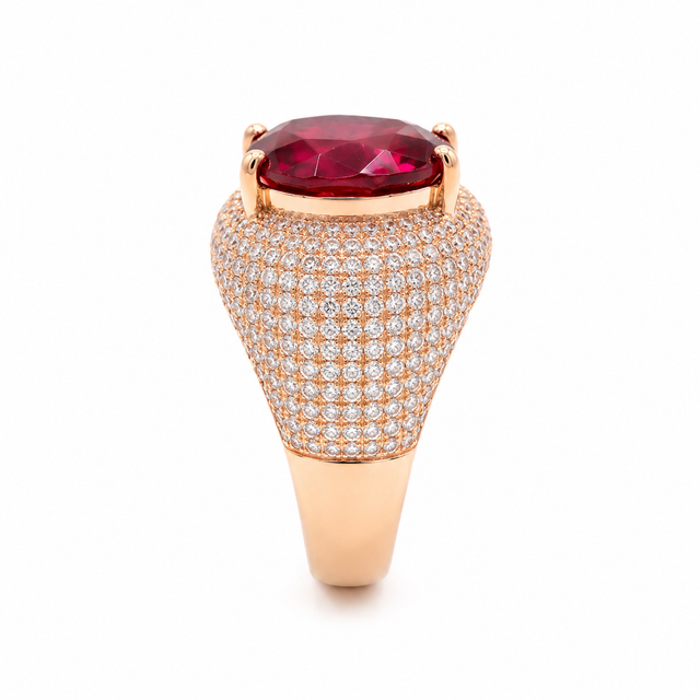 Ruby Heart Pavé Ring