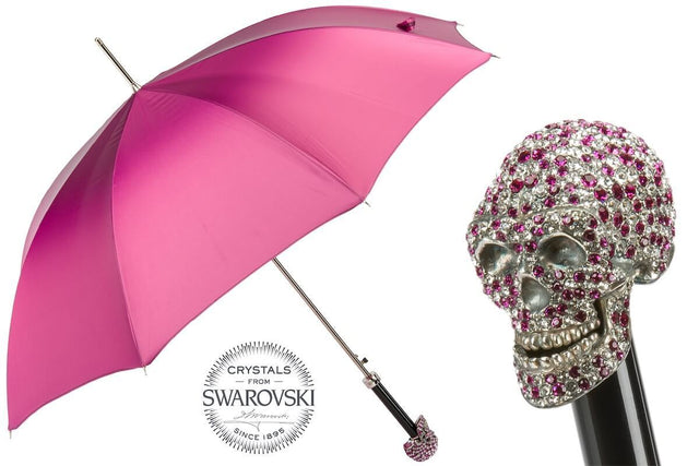 LUXURY Fuchsia SWAROVSKI® SKULL UMBRELLA