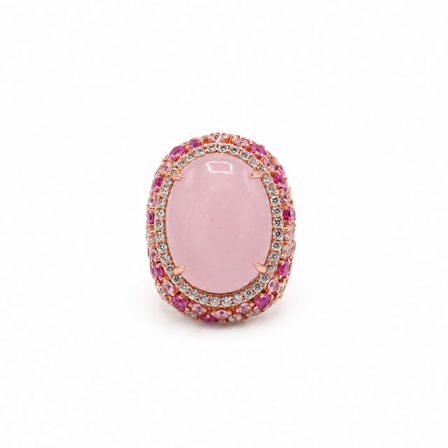 Rose Quartz & Pink Sapphire Cocktail Ring