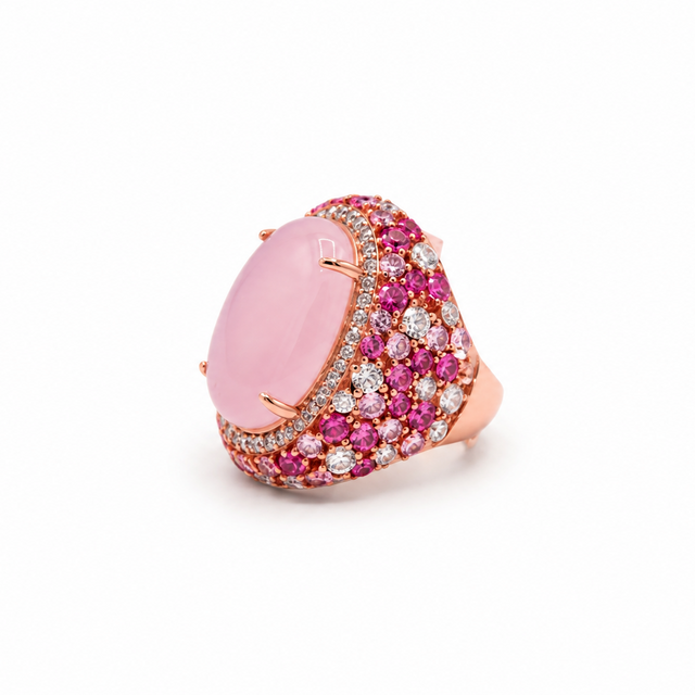 Rose Quartz & Pink Sapphire Cocktail Ring