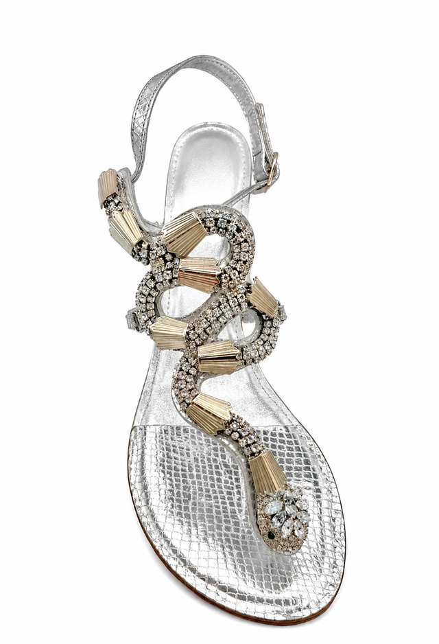 Silver Cobra Snake Sandals
