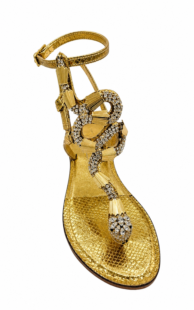 Gold Cobra Snake Sandals