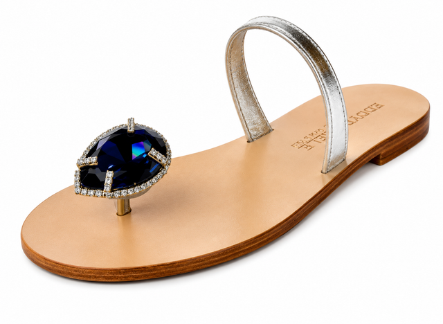Yelena NY "Crystal Drop" Capri Sandals in Blue