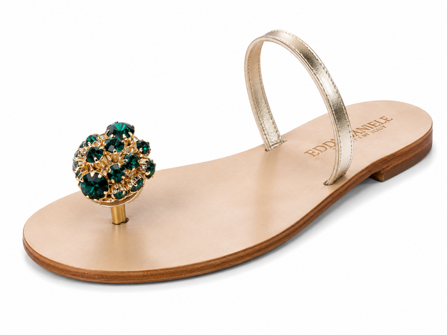 Yelena NY "Crystal Bouquet" Capri Sandals in Emerald
