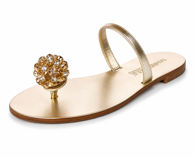 Yelena NY "Crystal Bouquet" Capri Sandals Gold