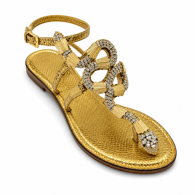 Gold Cobra Snake Sandals