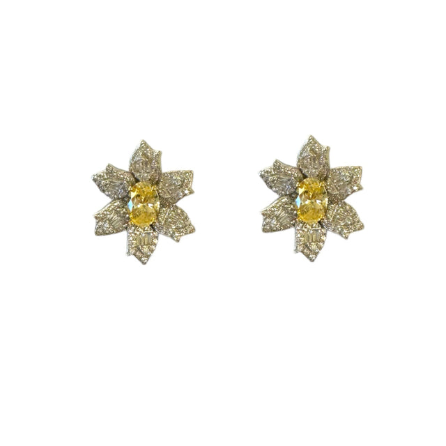 Ice Cut Flower Studs with Yellow Center