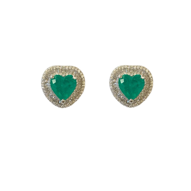 Emerald Green Heart Studs
