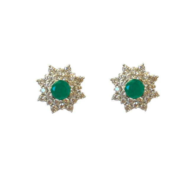 Emerald Green Snowflake Studs