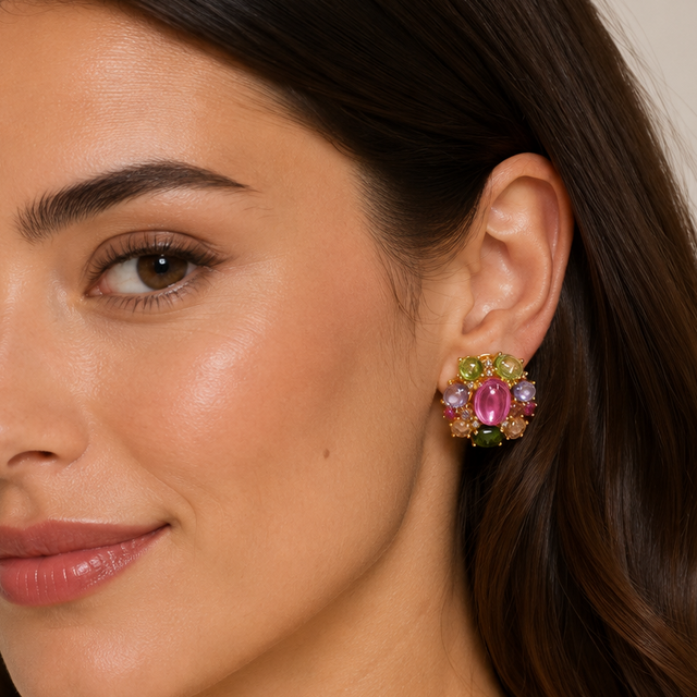 Multicolored flower earring