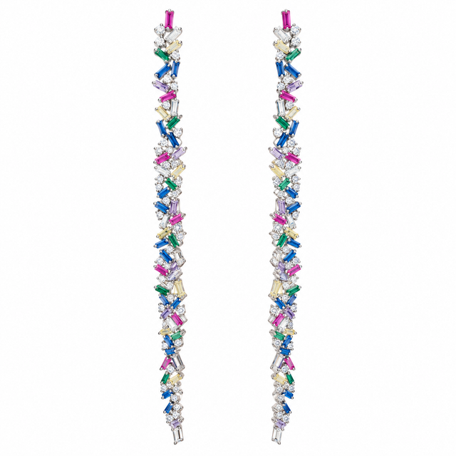 Drop Earrings with multicolor zircons