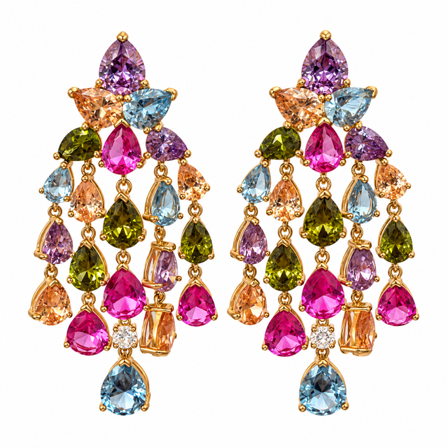 Multicolor waterfall earring