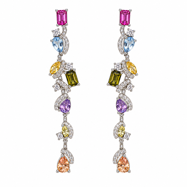 Multicolored drop earring in silver