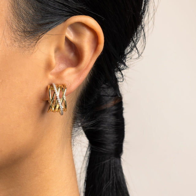 Smooth Half-Hoop Earring with Zirconia