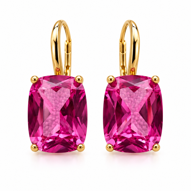 Pink stone earring with a hook