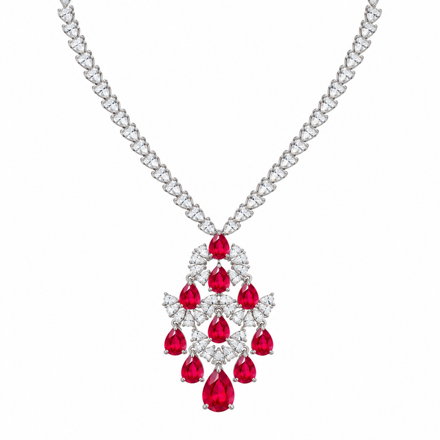 Ruby Red Chandelier Necklace
