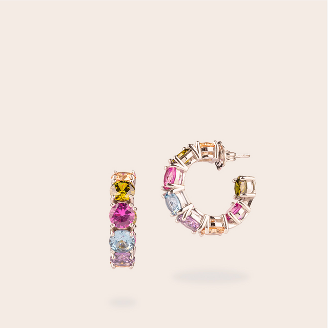 Multicolor mini hoop earring