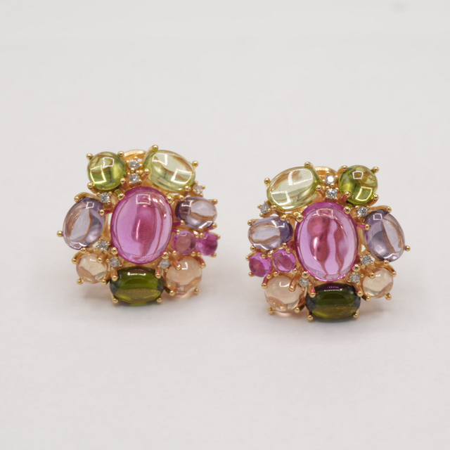 Multicolored flower earring